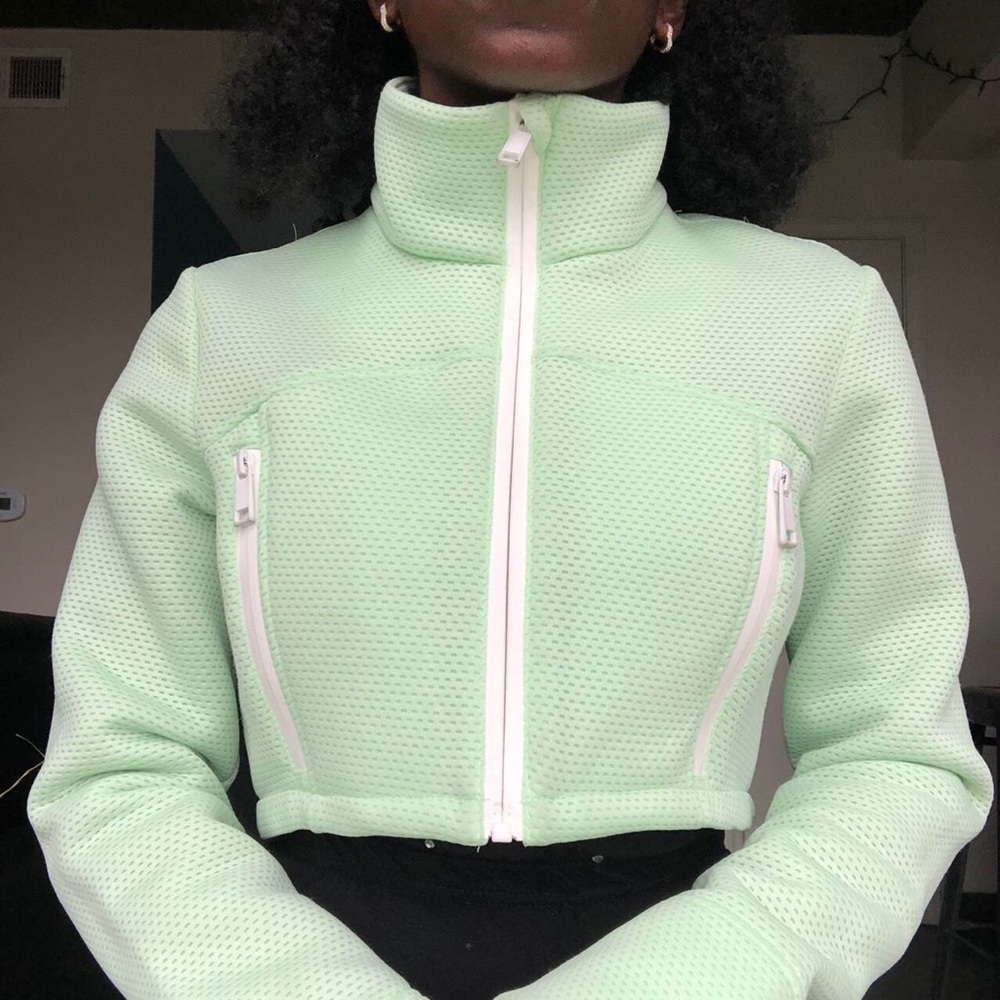 ♡ zara lime green crop jacket  ♡